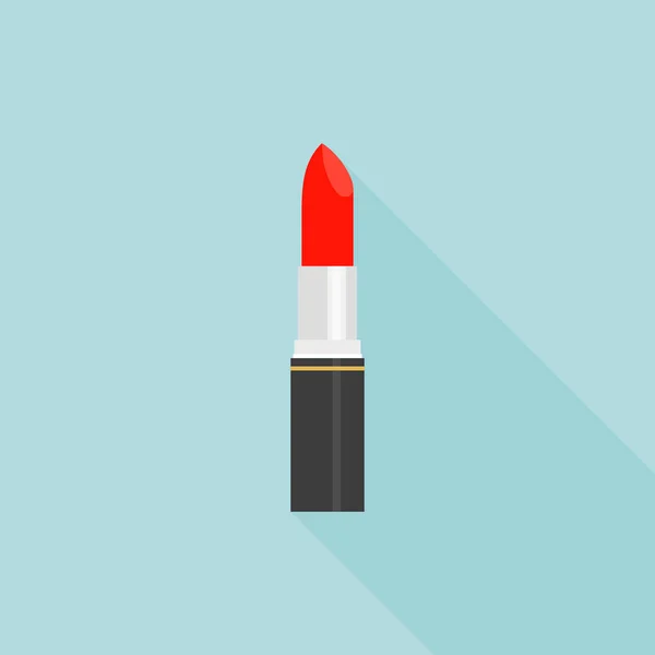 Red lipstick icon flat design with long shadow — Stock Vector