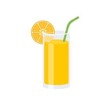 Turuncu ve yeşil hasır, düz tasarlamak vektör dilim ile portakal suyu