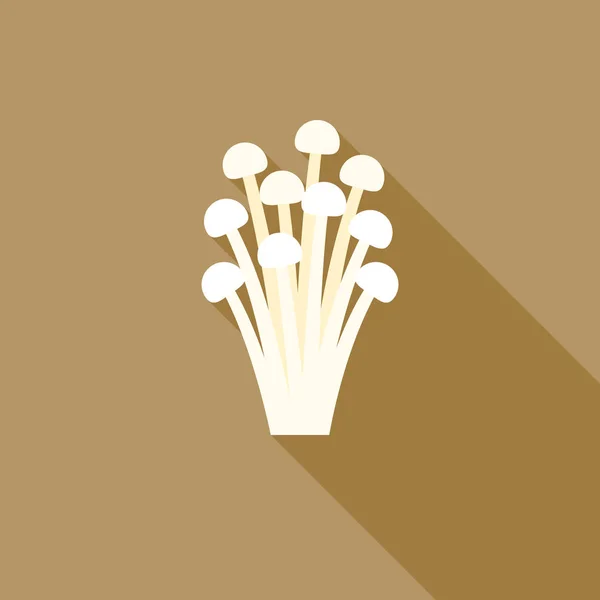 Cogumelo agulha em design plano com sombra longa — Vetor de Stock
