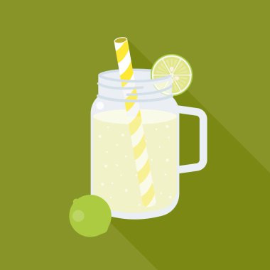 limon suyu mason kavanoza uzun gölge ile düz tasarım