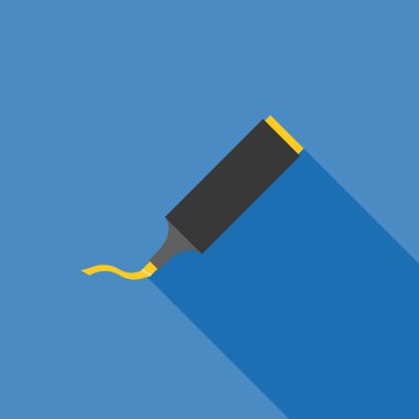 Uzun Gölge, düz tasarımı ile sarı vurgulama kalem simgesi