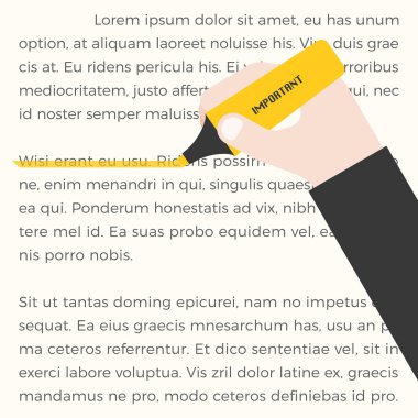 Vurgulayıcı sarı, parlak nokta içini kaplamak, düz tasarlamak vektör