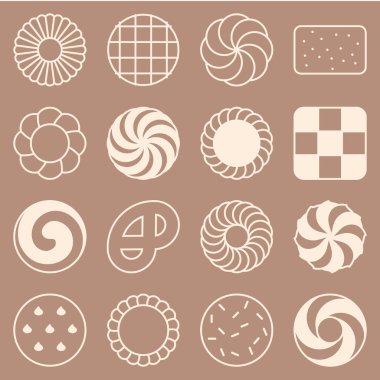 kurabiye, kraker ve bisküvi, 1/3 siluet simge koleksiyonu ayarla