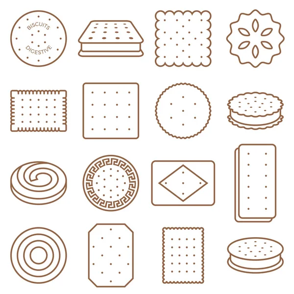 Cookie, sušenka a sušenka osnovy ikona sada 2 — Stockový vektor