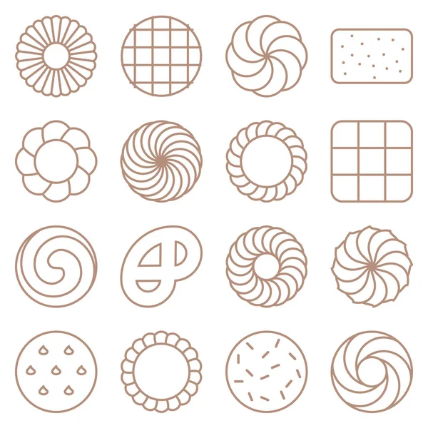 1 kurabiye, kraker ve bisküvi anahat simgesini ayarla