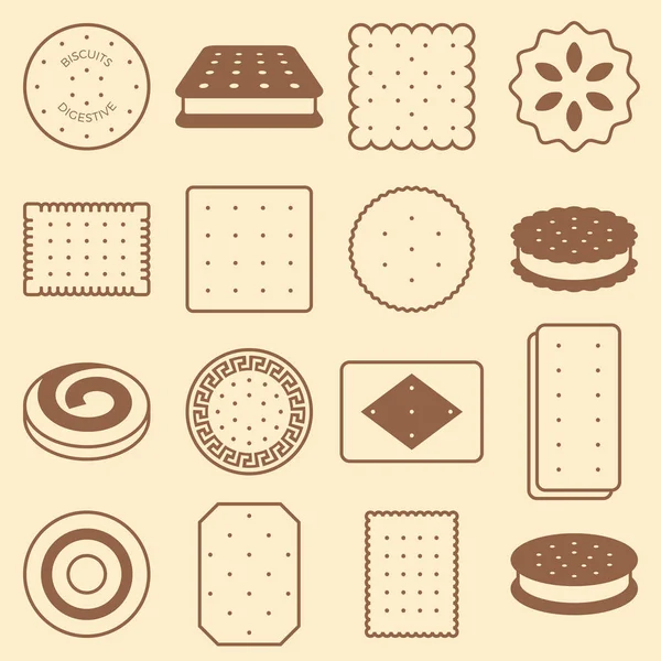 Cookie, cracker and biscuit outline icon set 2 Stock Vector Image by