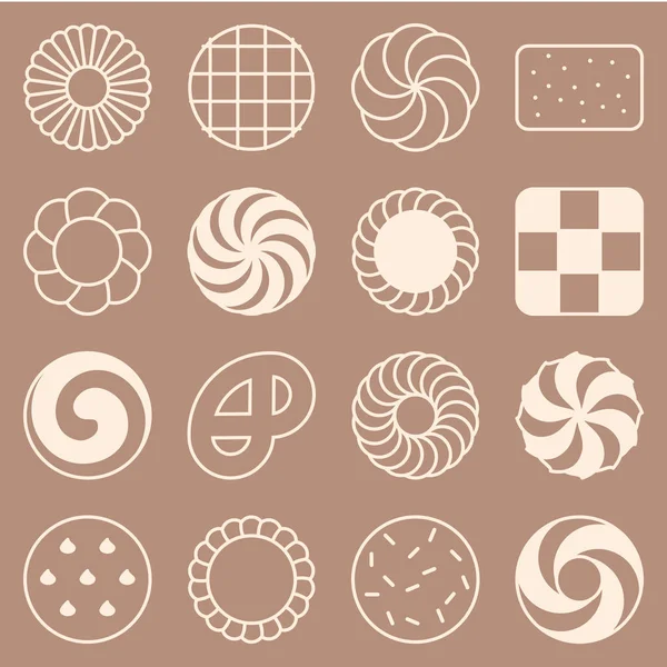 kurabiye, kraker ve bisküvi, 1/3 siluet simge koleksiyonu ayarla