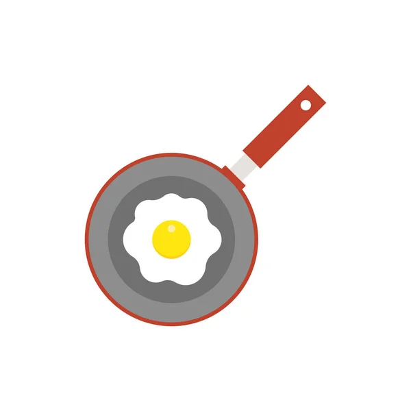 Uovo fritto su panfry, icona di design piatto — Vettoriale Stock
