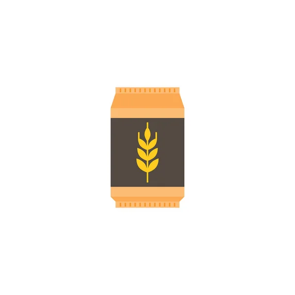小麦小麦粉袋アイコン、フラットなデザイン — ストックベクタ