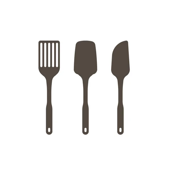 Conjunto de utensilios de cocina en silueta icono de diseño — Vector de stock