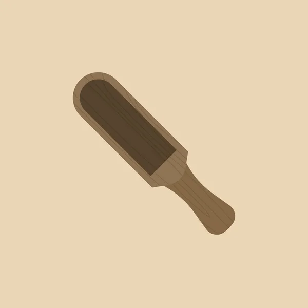 Houten lepel, gebruiksvoorwerpen voor kruiden in platte ontwerp pictogram — Stockvector