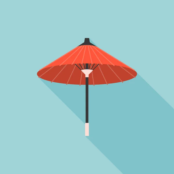 Retro Paper umbrella in asian, flat design vector with long shadow — Stock Vector