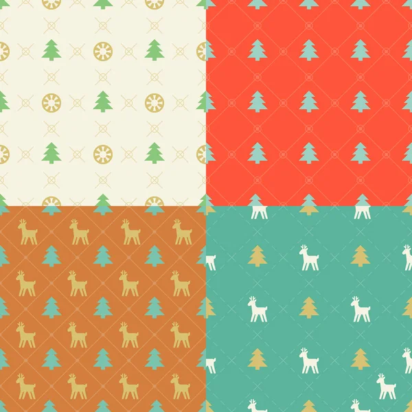 圣诞无缝模式、 松树、 驯鹿 — 图库矢量图片