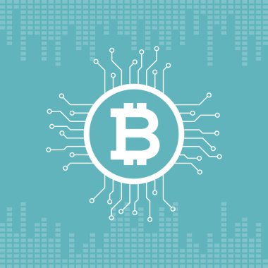 bitcoin ve geometrik arka plan, tasarım vektör çizim bitcoin madencilik ile devre