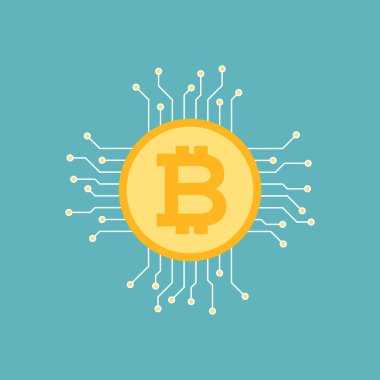 bitcoin ve devre, bitcoin incelemesi için düz tasarlamak vektör