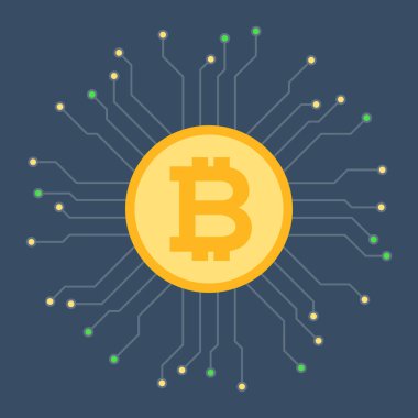 bitcoin ve devre, bitcoin incelemesi için düz tasarlamak vektör