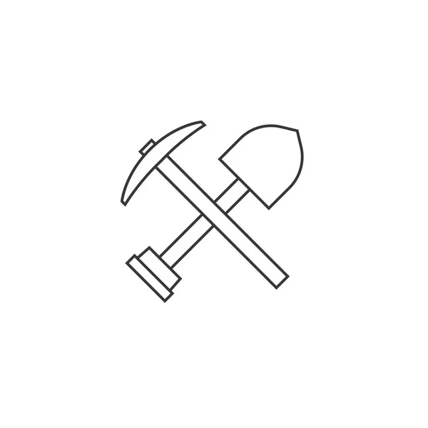 Pick axe a lopata ikonu, nastínit design — Stockový vektor