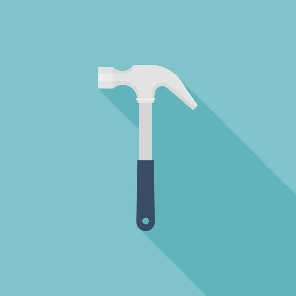 Hammer icon, flat design with long shadow — Stock Vector