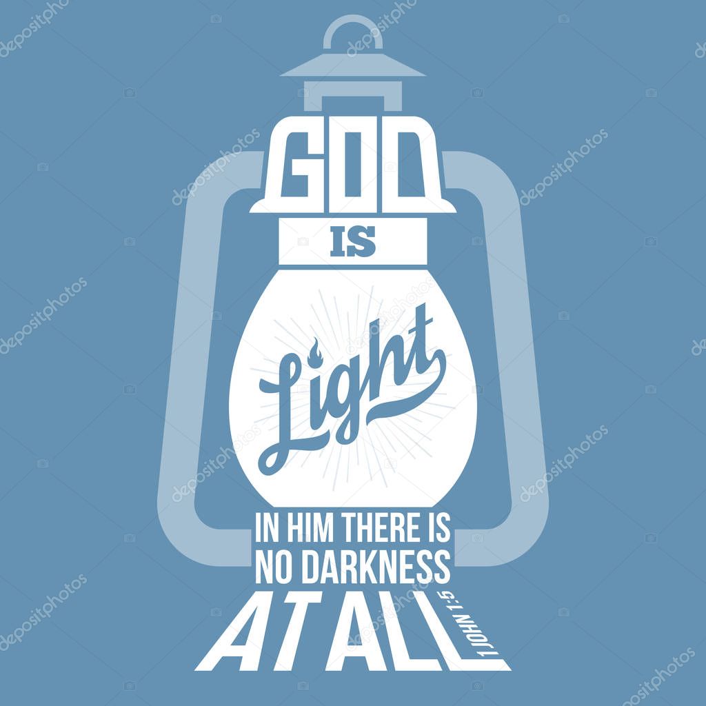 bible quotes, god is light in vintage lamp shape, from new testament from john, silhouette design