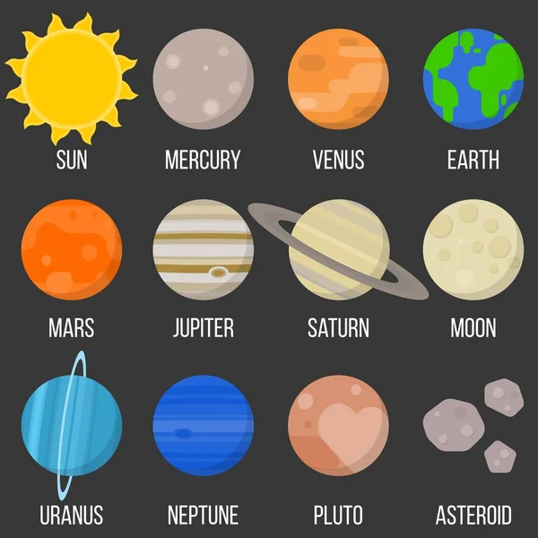 Güneş sistemi gezegen, düz tasarım simgesi — Stok Vektör