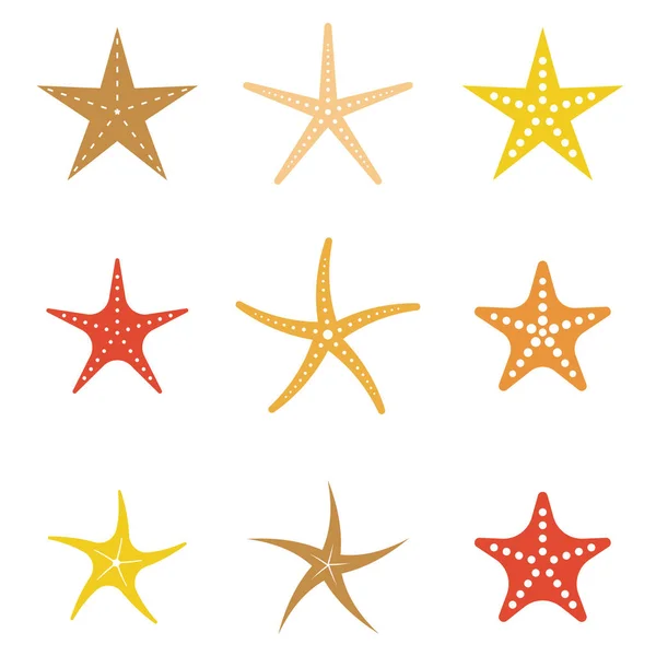 Conjunto de icono de estrella de mar, vector de diseño plano — Archivo Imágenes Vectoriales