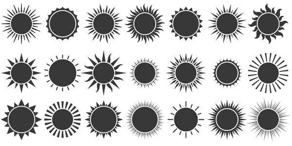 Set di icone del sole nel design della silhouette — Vettoriale Stock
