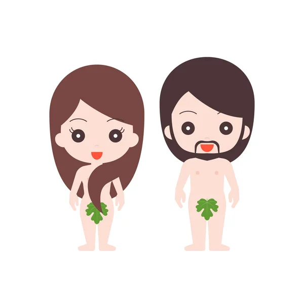 Adam and eve character in genesis, flat design illustration — Stock Vector