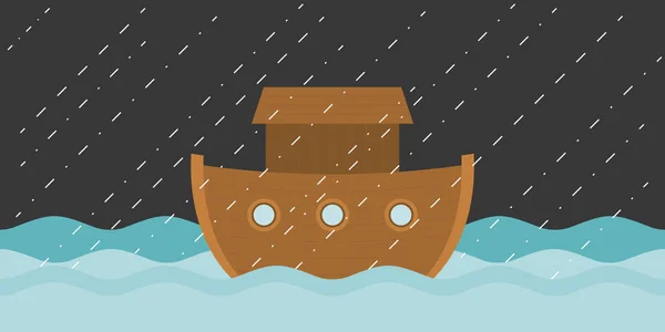 Noahs Arche im Regen, Vektorillustration flaches Design — Stockvektor