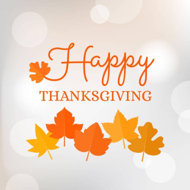 Şükran günün kutlu olsun tipografik başlık ile akçaağaç terk posteri veya başlığı için bokeh arka plan üzerinde