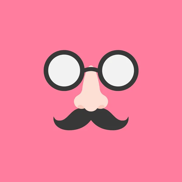 Lunettes déguisées, nez et moustache pour la fête, icône du design plat — Image vectorielle