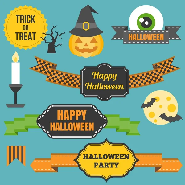 Halloween badge och element för gratulationskort, inbjudan, affisch — Stock vektor