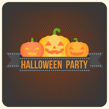 Cadılar Bayramı partisi davetiyesi, tipografik siyah kurdele ile jack o fener kabak, üzerinde Tasarım poster, davet veya tebrik kartı için vintage tarzı