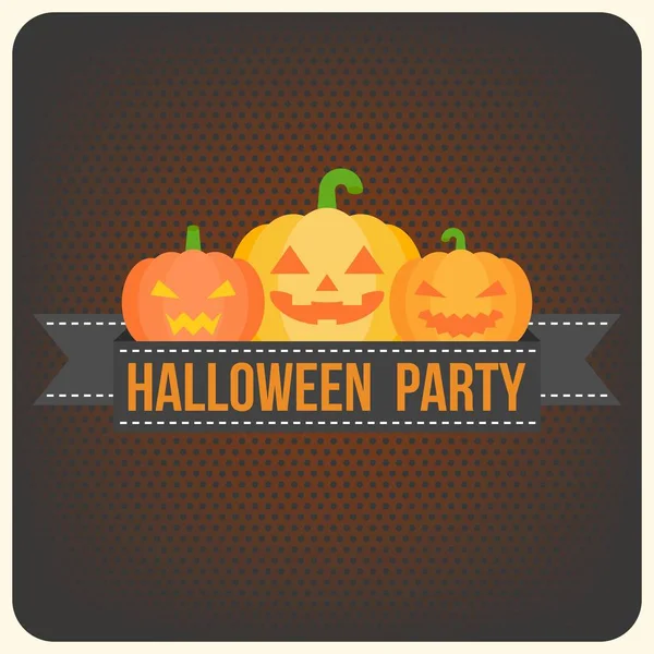 Cadılar Bayramı partisi davetiyesi, tipografik siyah kurdele ile jack o fener kabak, üzerinde Tasarım poster, davet veya tebrik kartı için vintage tarzı