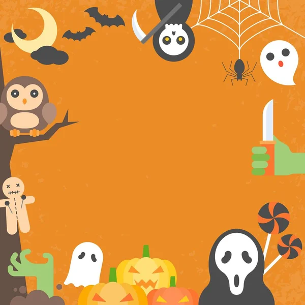 Halloween-Hintergrund in flachem Design und Charakter — Stockvektor