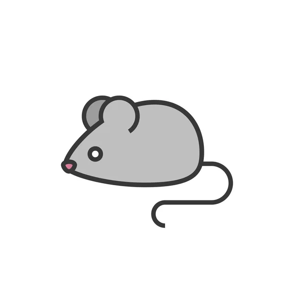 Rat or mouse outline icon with fill colour — Stock Vector