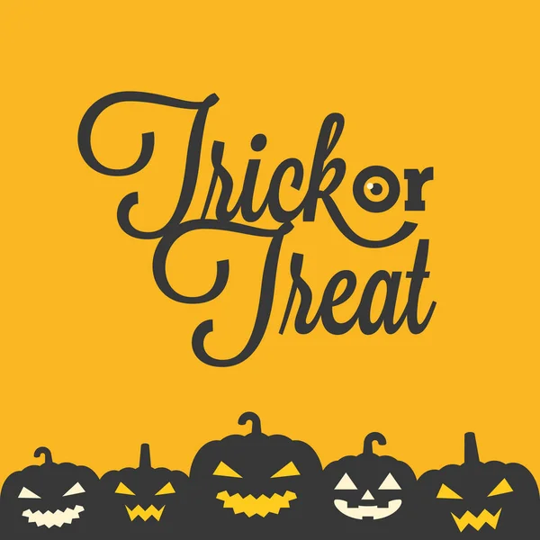 Csokit vagy csalunk tipográfiai, jack o lantern poszter a Halloween — Stock Vector
