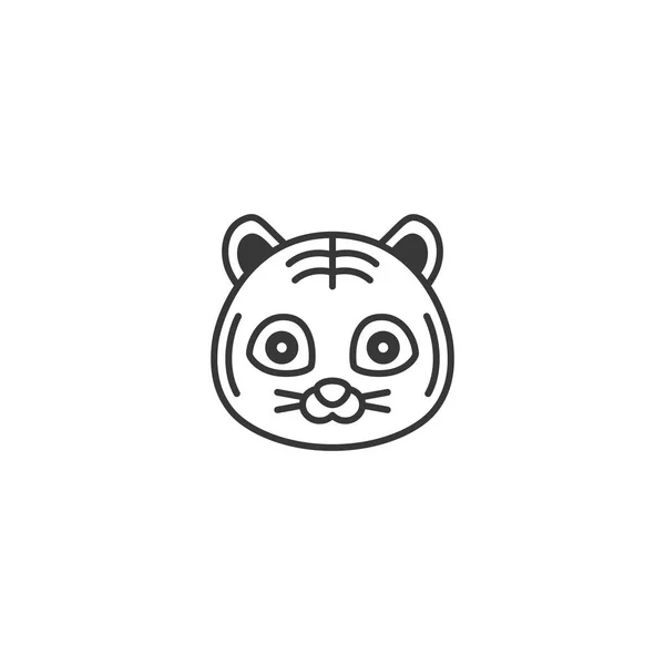 Cute cartoon face of tiger, outline icon — Stock Vector