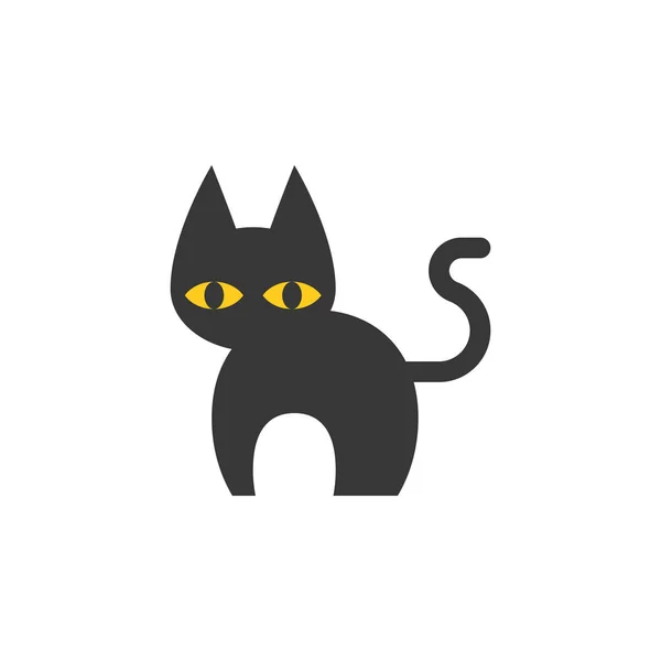 Gato preto simples para ícone de Halloween ou uso como logotipo — Vetor de Stock