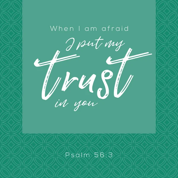 Korkarım zaman ben benim sen İncil Mezmurlar, tipografik daire geometrik arka plan üzerinde güvenin