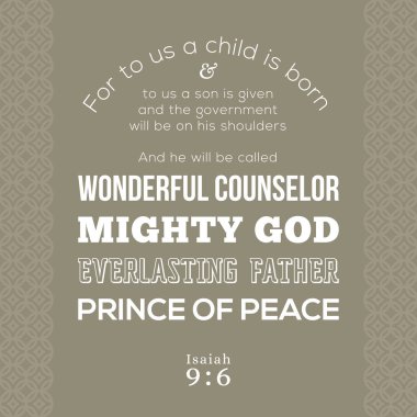 İncil İsa hakkında t gömlek üzerine baskı için ayet ya da kart, uçan, Isaiah kehanette harika avukat bey, güçlü Tanrı, Ebedi Baba, barışın prensi hakkında poster olarak kullanmak