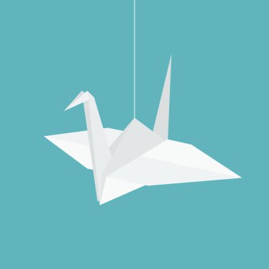 Origami kağıt asılı düz tasarlamak vektör vinç