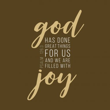 Tanrı harika şeyler bizim için yazı tipografi, Mezmur İncil ayet yaptı