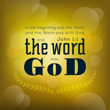 İncil john 1:1 teklif, başlangıçta word Tanrı, tipografi bokeh arka plan üzerinde idi.