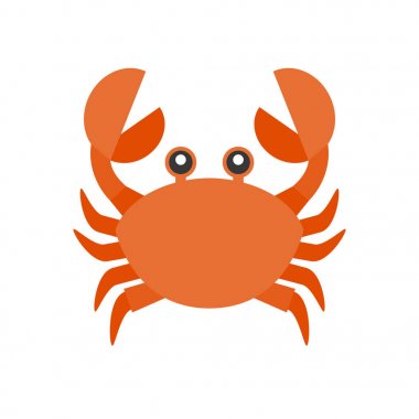 şirin Yengeç çizgi film simgesi, düz tasarlamak vektör