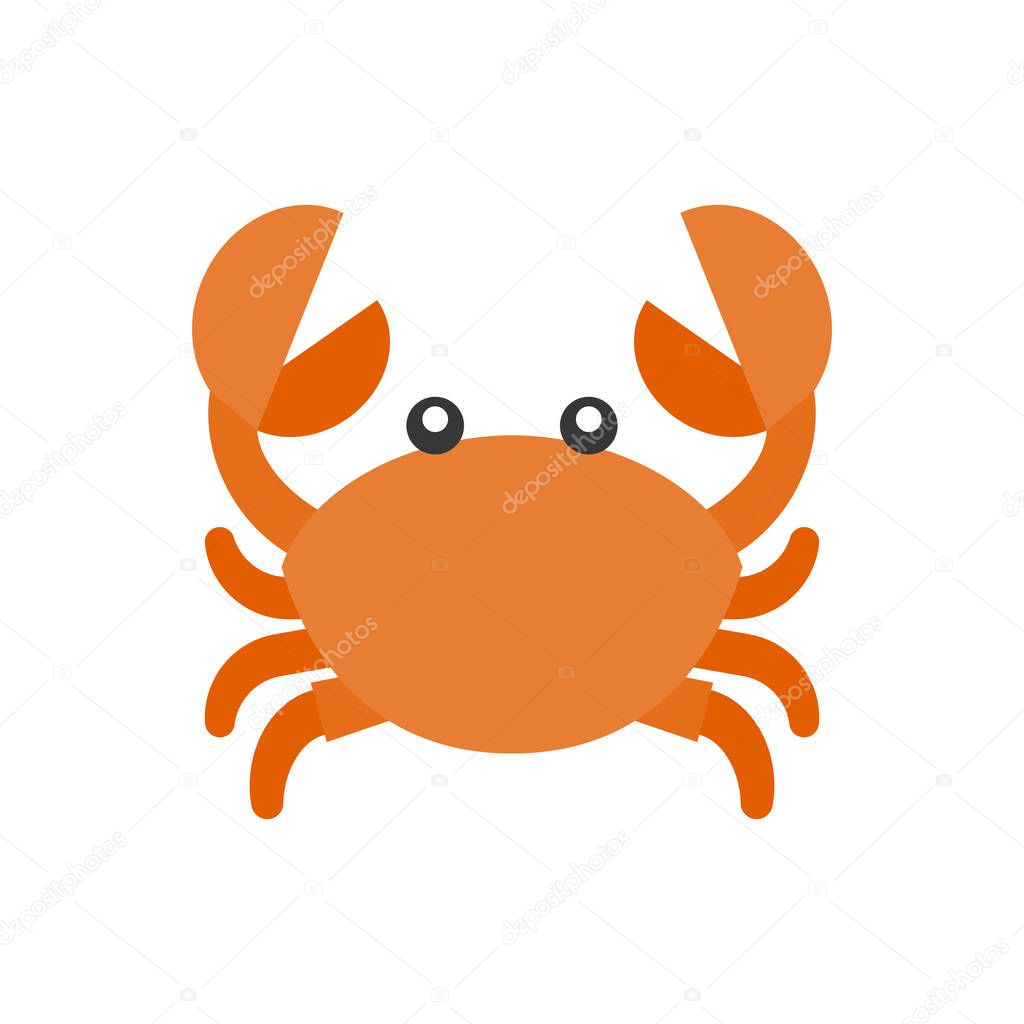 cute crab cartoon icon, flat design vector