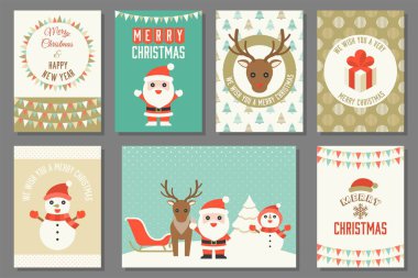 Neşeli Noel tipografi ve öğeleri için tatil tebrik kartı şablonu ve desen
