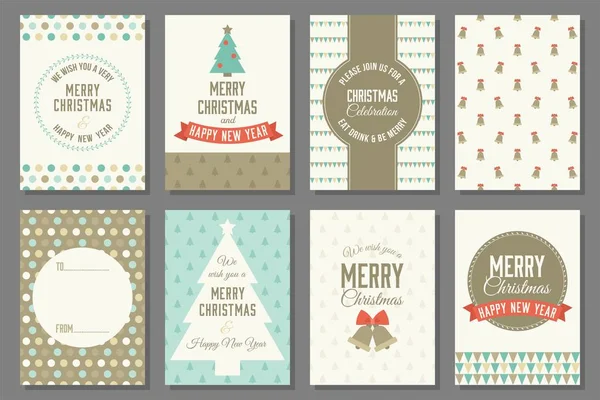 Merry Christmas typografie en elementen voor vakantie met wenskaartsjabloon en patroon — Stockvector