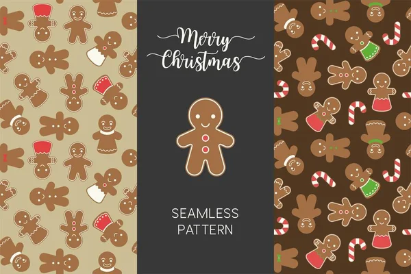 Patrón sin costuras de diferentes galletas de jengibre para hombres para Navidad — Vector de stock