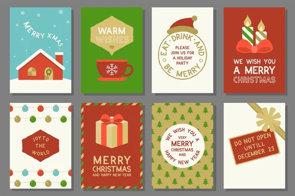 Feliz Navidad tipografía y elementos tales como tarjeta de felicitación — Vector de stock