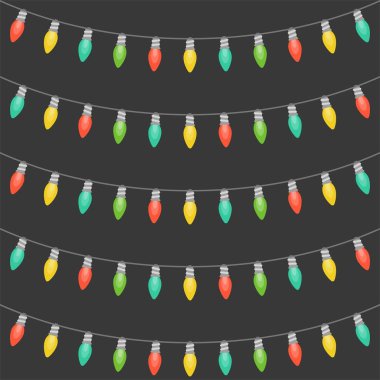 Festival süsleri, düz tasarım seamless modeli Noel ışıkları